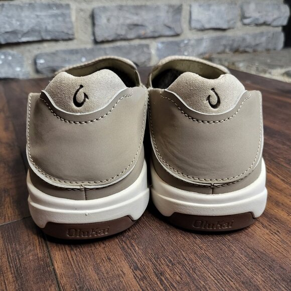 Olukai Lae'Ahi Slip On Sneakers Mens 11 Casual Comfort Clay Brown Gray Leather - Picture 5 of 9
